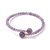 Natural Amethyst Beaded Cuff Bangles BJEW-JB13328-02-2