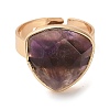 Natural Amethyst with Brass Adjustable Rings for Women RJEW-G332-01A-G-3