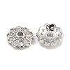 Rack Plating Flower Brass Micro Pave Clear Cubic Zirconia Bead Caps KK-U030-12P-1