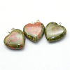 Heart Natural Unakite Pendants G-Q438-07-2