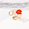 304 Stainless Steel with Enamel Cuff Rings for Women LS-RJEW-Z116-01G-03-1