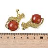 Natural Red Jasper Ball with Leopard Shape Brass Pendants KK-F887-04G-32-3