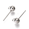 Original Color 304 Stainless Steel Ball Post Stud Earring Findings X-STAS-C018-23P-01-2