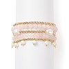 5Pcs 5 Style Natural Rose Quartz & Brass Beaded Stretch Bracelets Set BJEW-JB08870-02-1