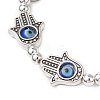 Alloy Hamsa Hand with Evil Eye Link Charm Bracelets for Women Men BJEW-JB11468-4