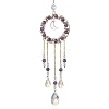 Natural Amethyst Beaded Ring Hanging Ornaments HJEW-TA00169-1