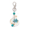 Natural Scallop Shell & Synthetic Turquoise Starfish Pendant Decorations HJEW-JM03641-01-4