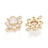 Brass Pave Clear Cubic Zirconia Connector Charms X-KK-N284-14G-2