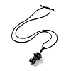 Natural Obsidian Mushroom Pendant Necklace NJEW-E065-01E-2