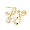 Brass Micro Pave Clear Cubic Zirconia Earring EJEW-U009-01G-2