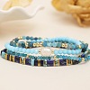 4Pcs 4 Styles Gemstone & Glass & Seed Beads & Brass Beads Stretch Bracelets LN0017-1-3
