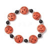 Halloween Pumpkin Synthetic Turquoise & Natural Lava Rock Beaded Stretch Bracelets BJEW-TA00487-1