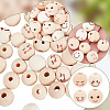 ARRICRAFT 80pcs 4 styles Natural Wood European Beads WOOD-AR0001-38-3