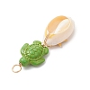 12Pcs 12 Styles Natural Cowrie Shell & Dyed Synthetic Turquoise Turtle Copper Wire Wrapped Pendants PALLOY-JF04035-6