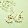 Glass & Plastic Imitation Pearl Beaded Big Ring with Fairy Dangle Earrings EJEW-JE05043-3