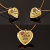 Heart with Rose Flower Picture Locket Pendant Necklace JN1036A-4