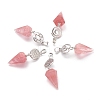 Cherry Quartz Glass Pendants G-O194-08-1