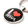 I Love Jesus Symbol Glass Pendant Keychain with Alloy Jesus Fish Charm KEYC-G058-01A-2