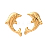 304 Stainless Steel Dolphin Stud Earrings EJEW-R028-01G-4