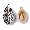 Printed Natural Cowrie Shell Pendants X-SSHEL-R047-02-A01-3