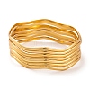 7Pcs PVD Vacuum Plating 304 Stainless Steel Wave Bangles Set for Women BJEW-A011-10C-G-1