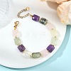 Square Natural Rose Quartz & Quartz Crystal & Citrine & Peridot & Amethyst Beaded Bracelets for Women BJEW-JB13782-2