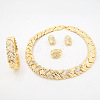 Woven Pattern Alloy with Rhinestone Chain Necklaces & Stud Earrings & Bangles & Rings Sets FS-WG1F788-01-1