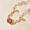 Brass Micro Pave Clear Cubic Zirconia Link Chain Bracelets for Women BJEW-C156-05G-3