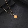 Natural Rose Quartz Rhombus Pendant Necklace with Brass Chains VW7781-1-2