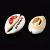 Printed Natural Cowrie Shell Beads SSHEL-N032-31-3