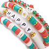 4Pcs 4 Style Polymer Clay Heishi Surfer Stretch Bracelets Set X1-BJEW-TA00261-2
