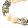 2Pcs 2 Style Coconut & Natural Larvikite & Watermelon Stone Glass Stretch Bracelets Set BJEW-JB07832-8