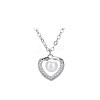 Heart with Round Pearl Bead Pendant Necklace for Girl Women NJEW-BB44413-B-1