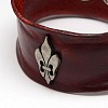 Trendy Unisex Casual Style Alloy Fleur De Lis Studded Leather Cord Wide Wristband Bracelets BJEW-L285-04-2
