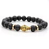 Natural Lava Rock & Buddha Head Beaded Stretch Bracelet VI1445-1-1