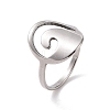 201 Stainless Steel Oval with Wave Finger Ring RJEW-J051-40P-1