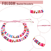 4 Sets 4 Color Polymer Clay Heishi Surfer Braided Bead Bracelets Set BJEW-FI0001-68-3
