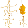 3Pcs 3 Styles Brass Pendant Cabochon Settings KK-WR0001-63G-1