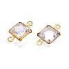 Brass Clear Cubic Zirconia Connector Charms KK-T070-11C-2