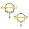 304 Stainless Steel Rhinestone Nipple Rings WG0E32C-07-1