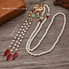 Ancient Style 6mm Imitation Pearl Round Beaded Alloy Cloud Pendant Hanfu Long Necklaces UX7679-1-2