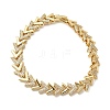 V Shape Brass Micro Pave Clear Cubic Zirconia Link Chain Bracelets BJEW-C130-04G-4