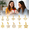 10Pcs 10 Styles Rack Plating Brass Micro Pave Clear Cubic Zirconia Pendants KK-SC0007-90-7