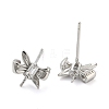 Rhodium Plated Butterfly 925 Sterling Silver with Clear Cubic Zirconia Stud Earring Findings STER-Q192-06P-2