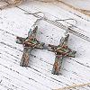 Printed Both Sides Wood Dangle Earrings FS-WGB0329-01-3