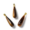 Natural Tiger Eye Teardrop Pendants G-Q005-03G-02-1