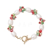 Christmas Glass & Shell Pearl & Pearl & Brass Beaded Bracelets for Women BJEW-TA00688-1