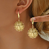 Elegant Stainless Steel Texture Flower Dangle Earrings MR0625-2