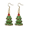 Christmas Brass with Glass Seed Beads Dangle Earrings EJEW-MZ00823-2