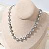 304 Stainless Steel Full Crystal Rhinestone Heart Link Chain Necklaces for Women SA-CBABBEA-01-1